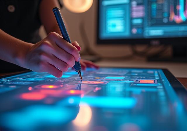 Graphiste créant du contenu éducatif numérique